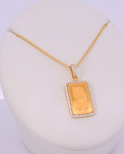 24K 2.5G PAMP BAR WITH Diamond FRAME