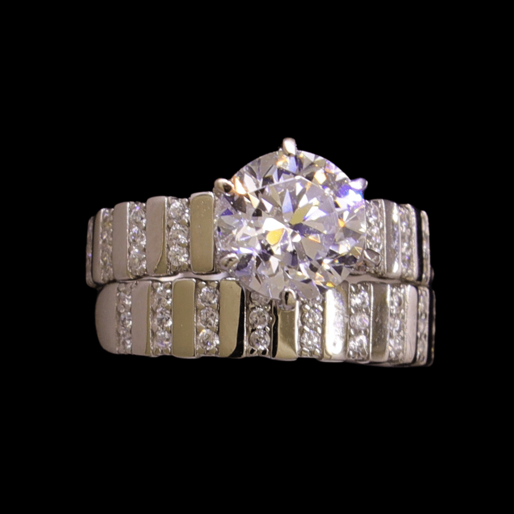 18k White Gold Bridal Ring Set   