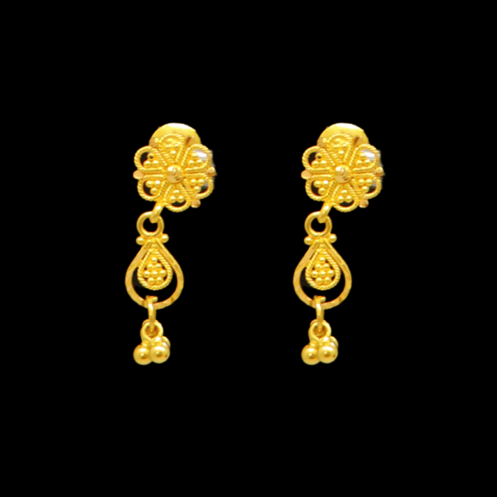 22K Gold Stud Drop Earrings - SW33324, style SW33324