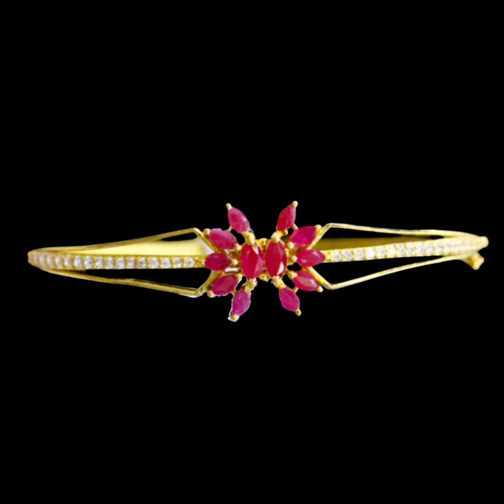 22K Gold Bangle Bracelet With Natural Ruby