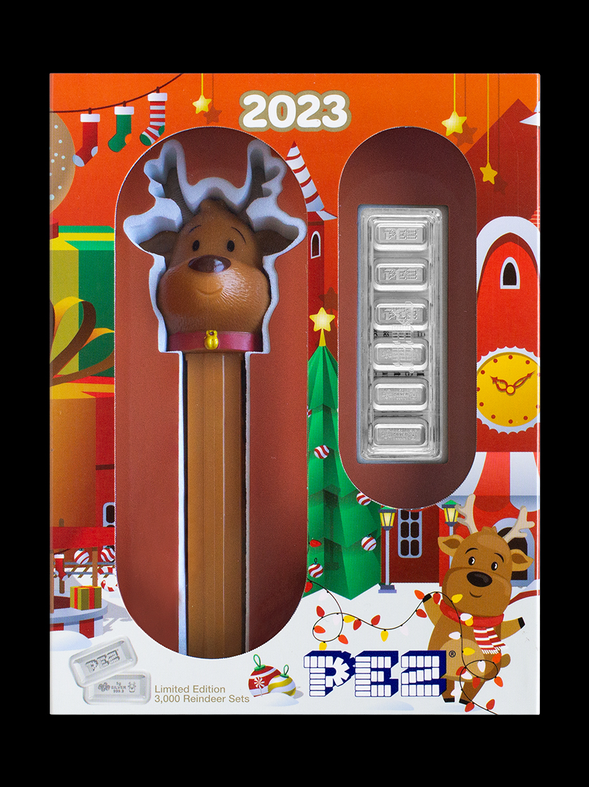PEZ Reindeer Silver Wafers & Dispenser Gift Set 