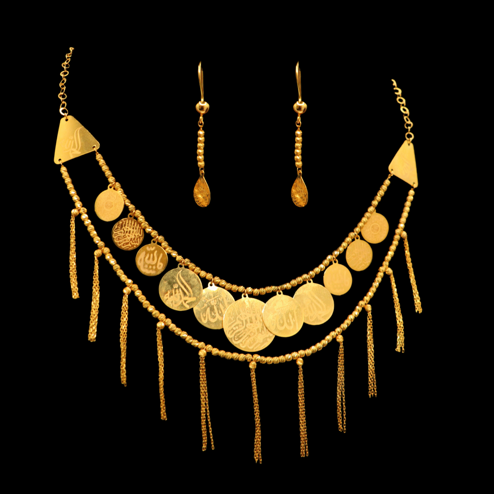 21K Short Necklace Set - SD32462 - Yasini Jewelers