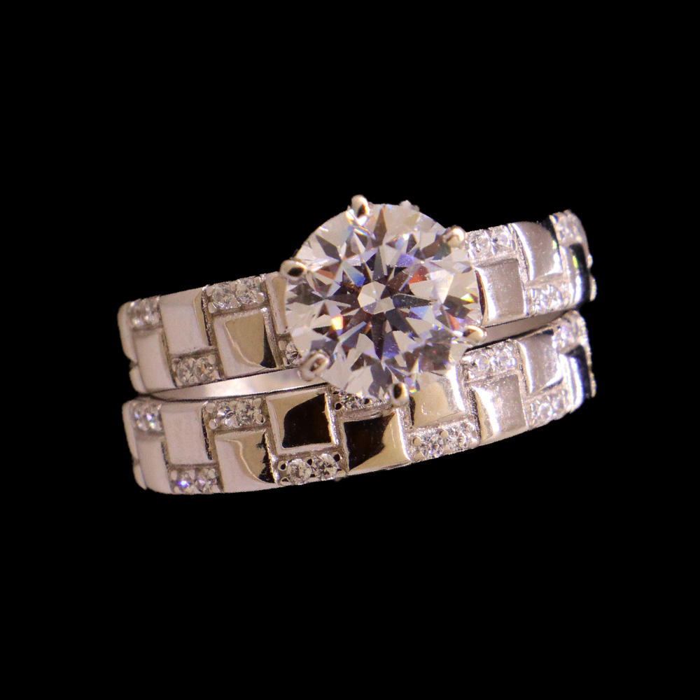 18k White Gold Bridal Ring Set