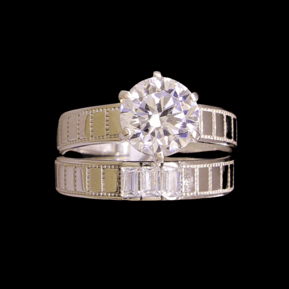 18k White Gold Bridal Ring Set  