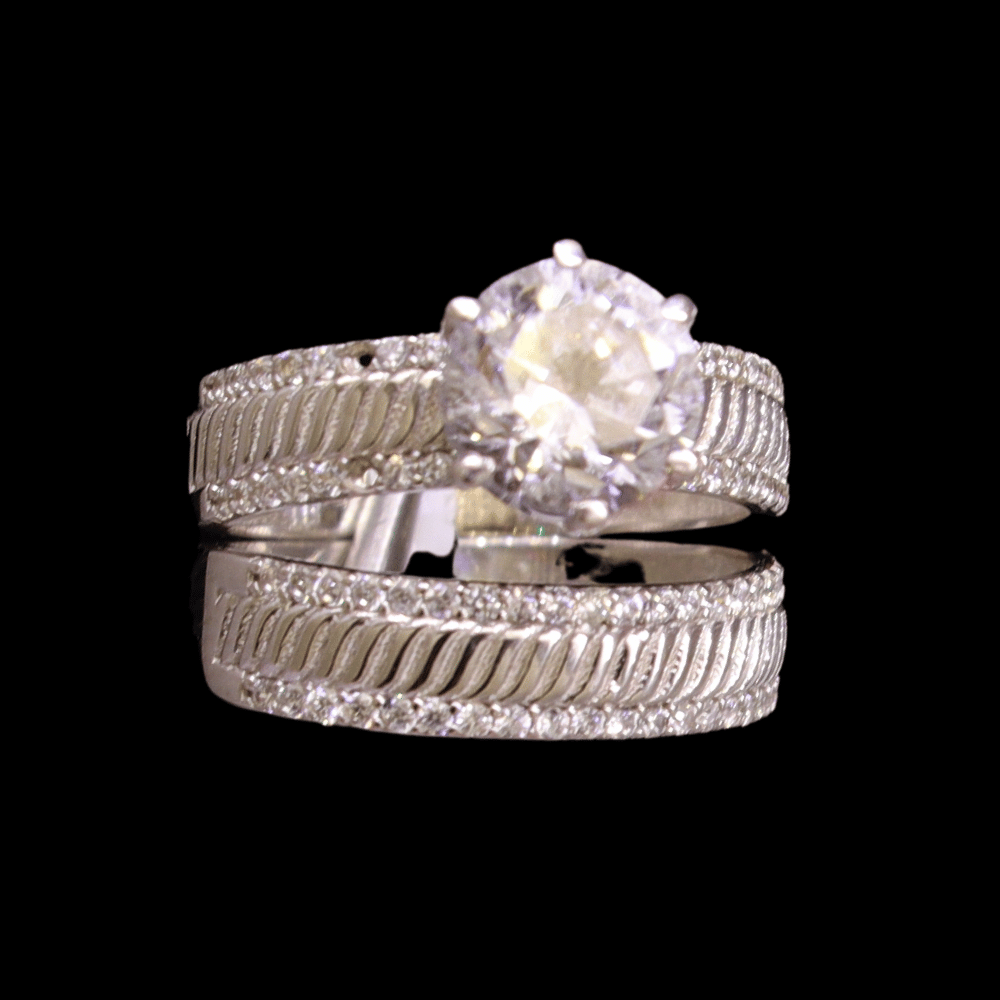 18k White Gold Bridal Ring Set 