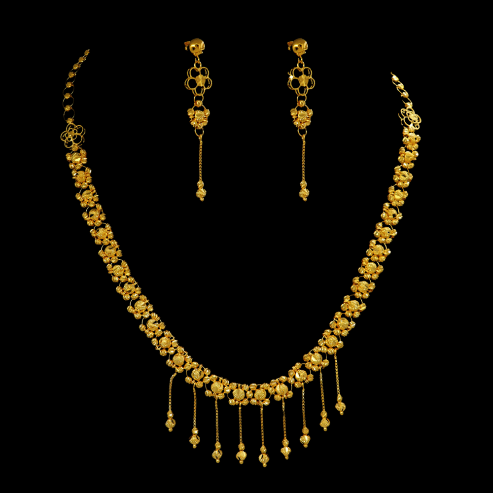 22K Short Necklace Set - SW33448 - Yasini Jewelers