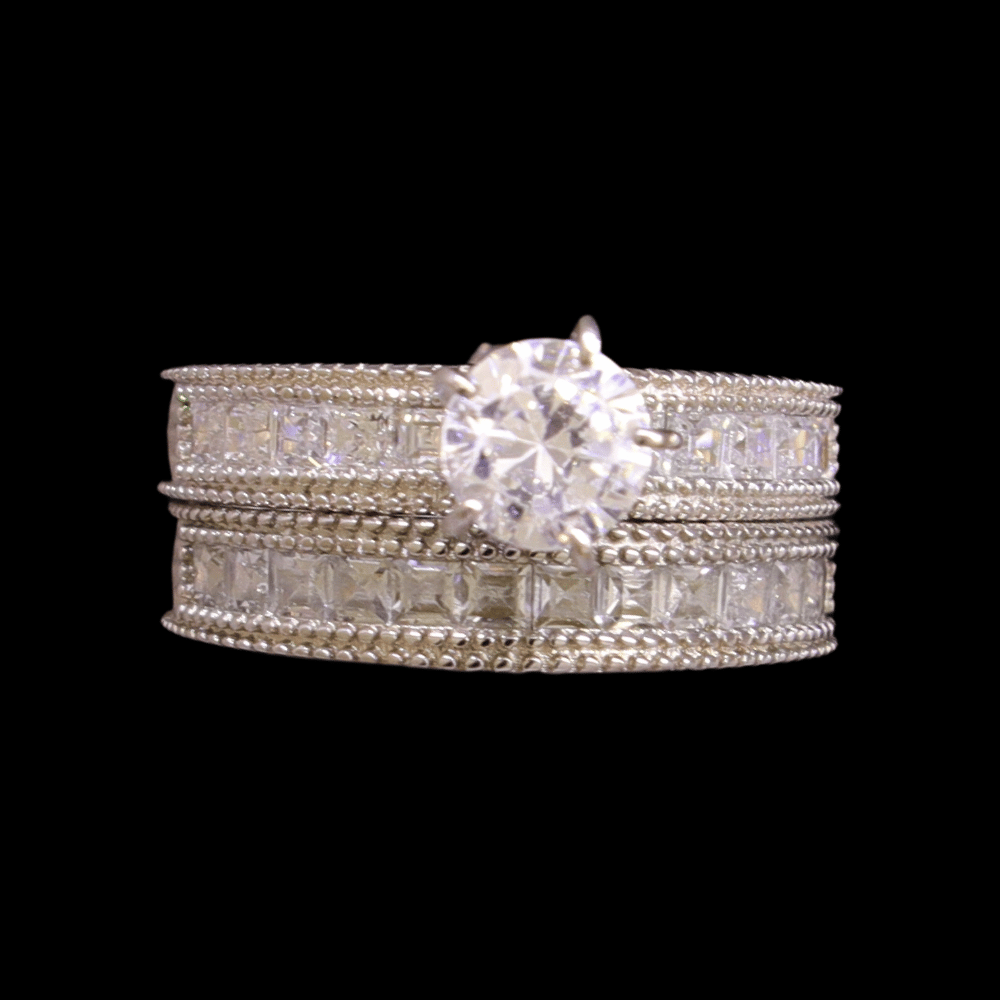 18k White Gold Bridal Ring Set    