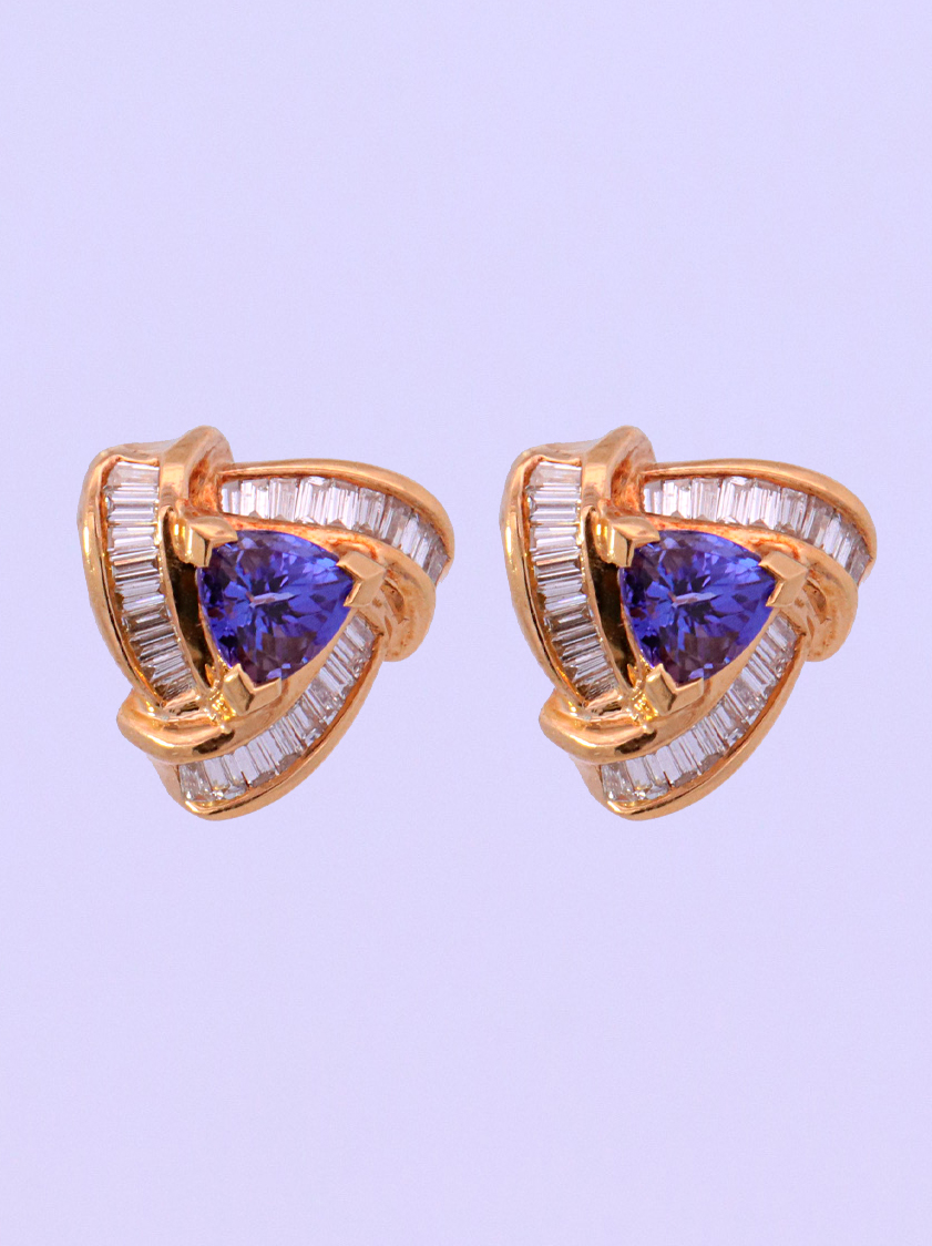 Diamond Earrings with Sapphire