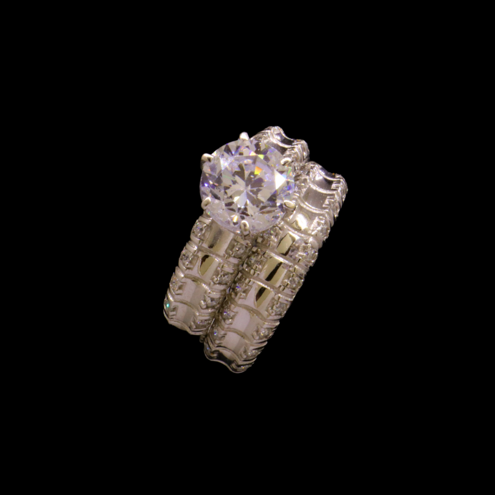 18k White Gold Bridal Ring Set