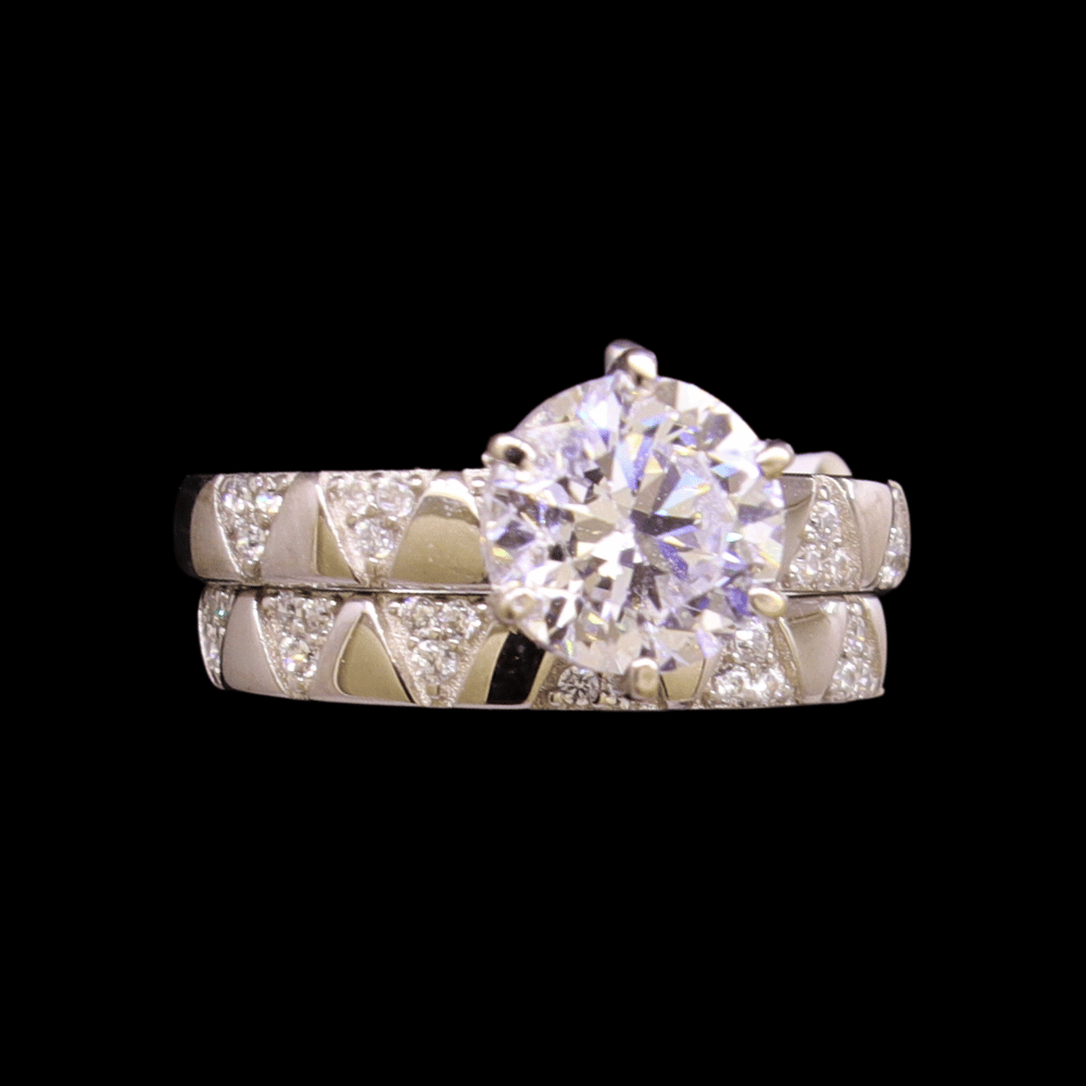18k White Gold Bridal Ring Set  