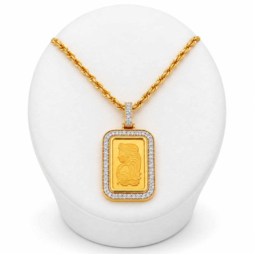5g PAMP 24k GOLD BAR WITH Diamond FRAME 