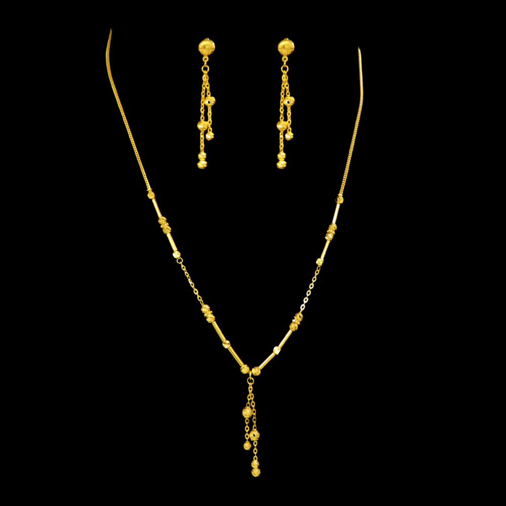 22K Short Necklace Set - SW33193 - Yasini Jewelers