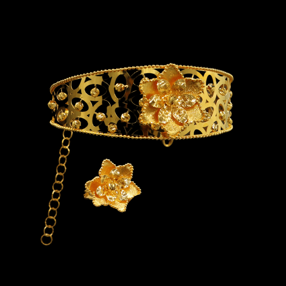 21k Gold Bangle With Ring    