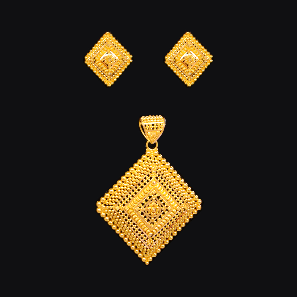 22k Gold Pendant & Earrings Set