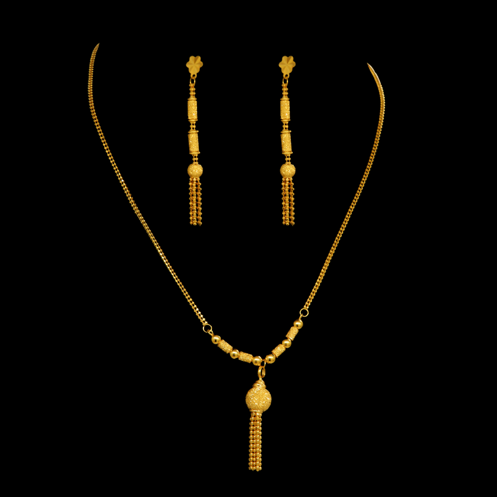 22K Short Necklace Set - SW32045 - Yasini Jewelers