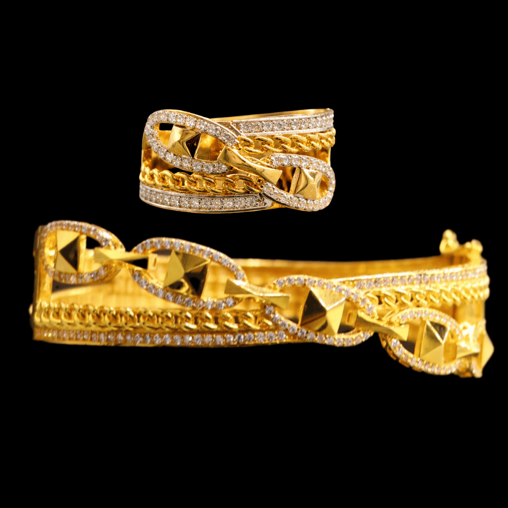 21k Gold Bangle With Ring    