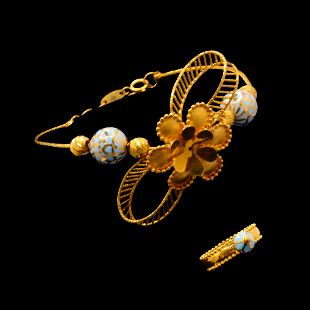 21K Gold Bangle with matching ring