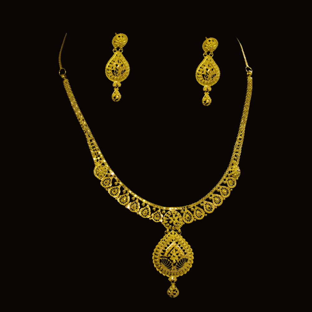 22K Short Necklace Set - SW24106 - Yasini Jewelers