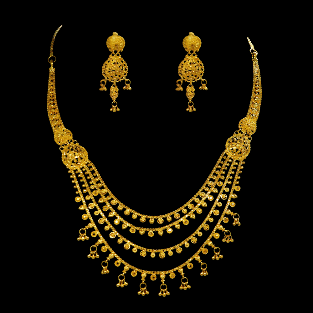22K Short Necklace Set - SW33443 - Yasini Jewelers