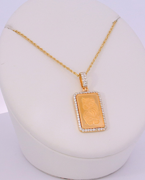 24K 2.5G PAMP BAR WITH Diamond FRAME