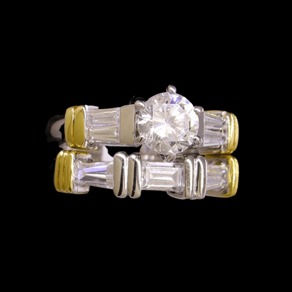 18k White Gold Bridal Ring Set   